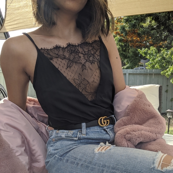 SHEIN Tops - Black plunge lace cami